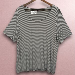 Talbots‎ Shirt Top Women Size 2X Black White Striped Stretch Pullover